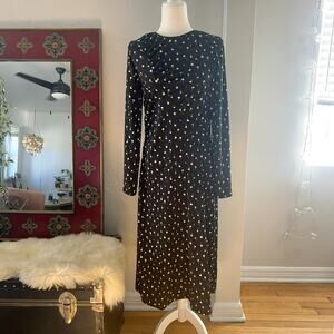 Dual Nature Floral Long Sleeve Ruched Midi Dress Women's Sz M Anthropologie